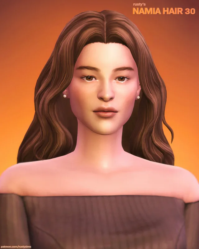 Vista previa de Cabello Namia, cabello de rustys-cc para Los Sims 4.