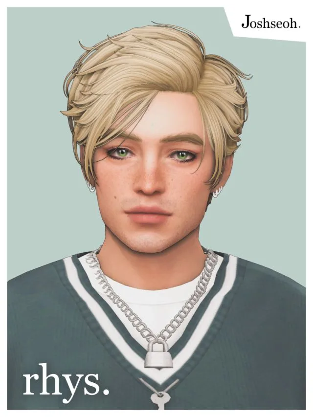 Vista previa de Cabello Rhys, cabello de joshseoh para Los Sims 4.