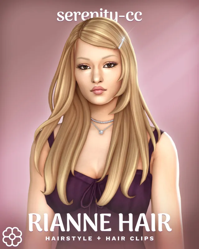 Vista previa de Cabello Rianne, cabello de serenity-cc para Los Sims 4.