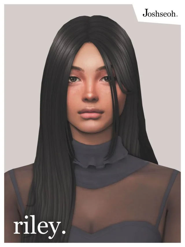 Vista previa de Cabello Riley, cabello de joshseoh para Los Sims 4.