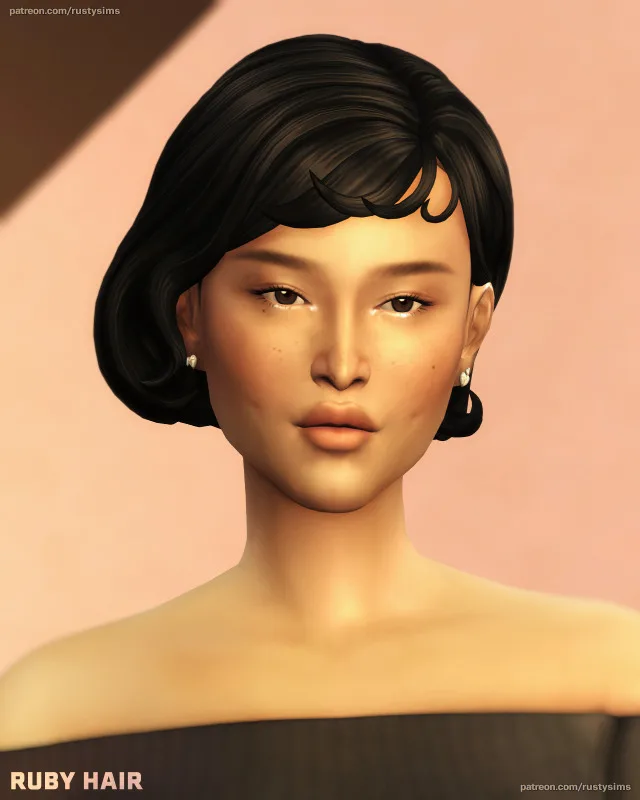 Vista previa de Cabello RUBY, cabello de rustys-cc para Los Sims 4.