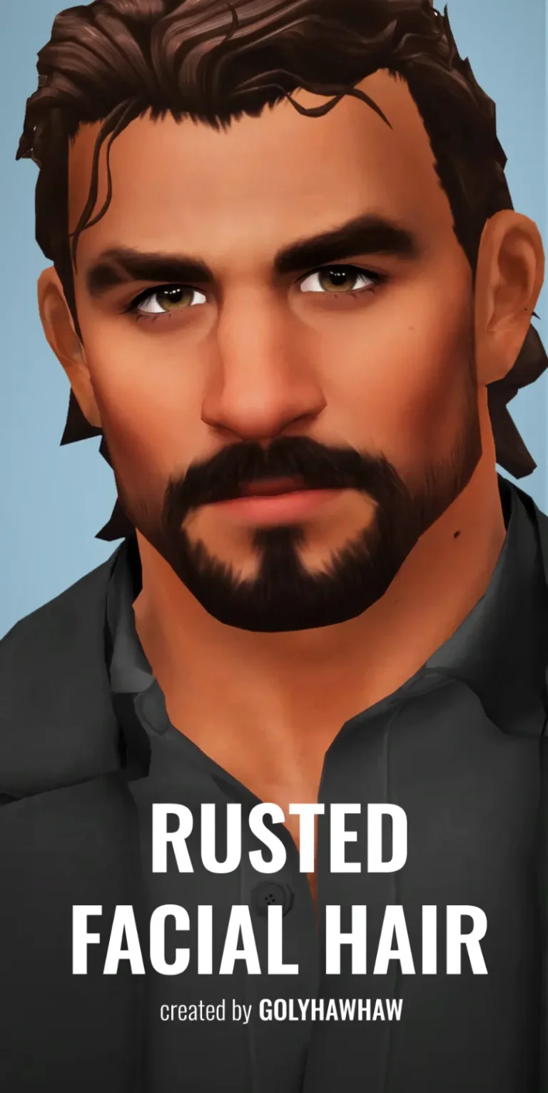 Vista previa de Cabello RUSTED FACIAL, cabello de golyhawhaw para Los Sims 4.