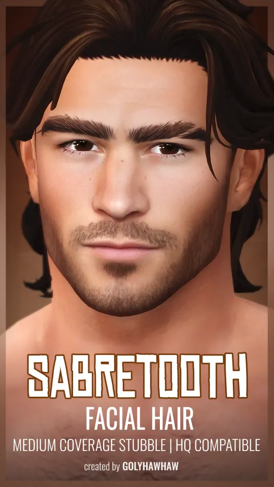 Vista previa de Cabello Sabretooth Facial, cabello de golyhawhaw para Los Sims 4.