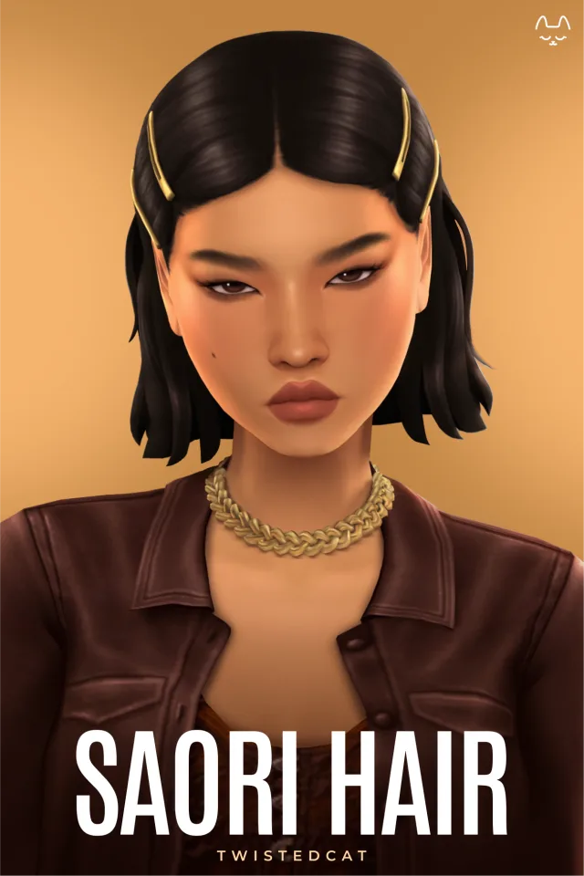 Vista previa de Cabello Saori, cabello de twisted-cat para Los Sims 4.
