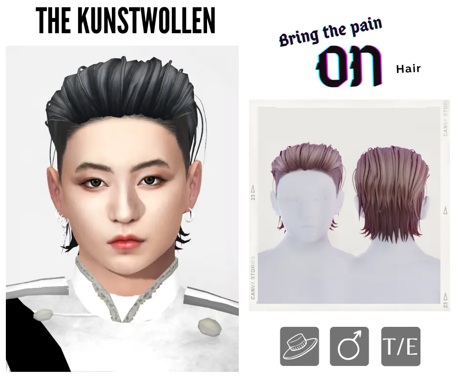 Vista previa de Cabello some time ago and totally forgot to share it, cabello de thekunstwollen para Los Sims 4.