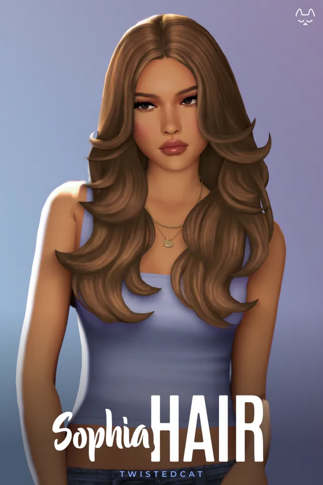 Vista previa de Cabello Sophia, cabello de twisted-cat para Los Sims 4.