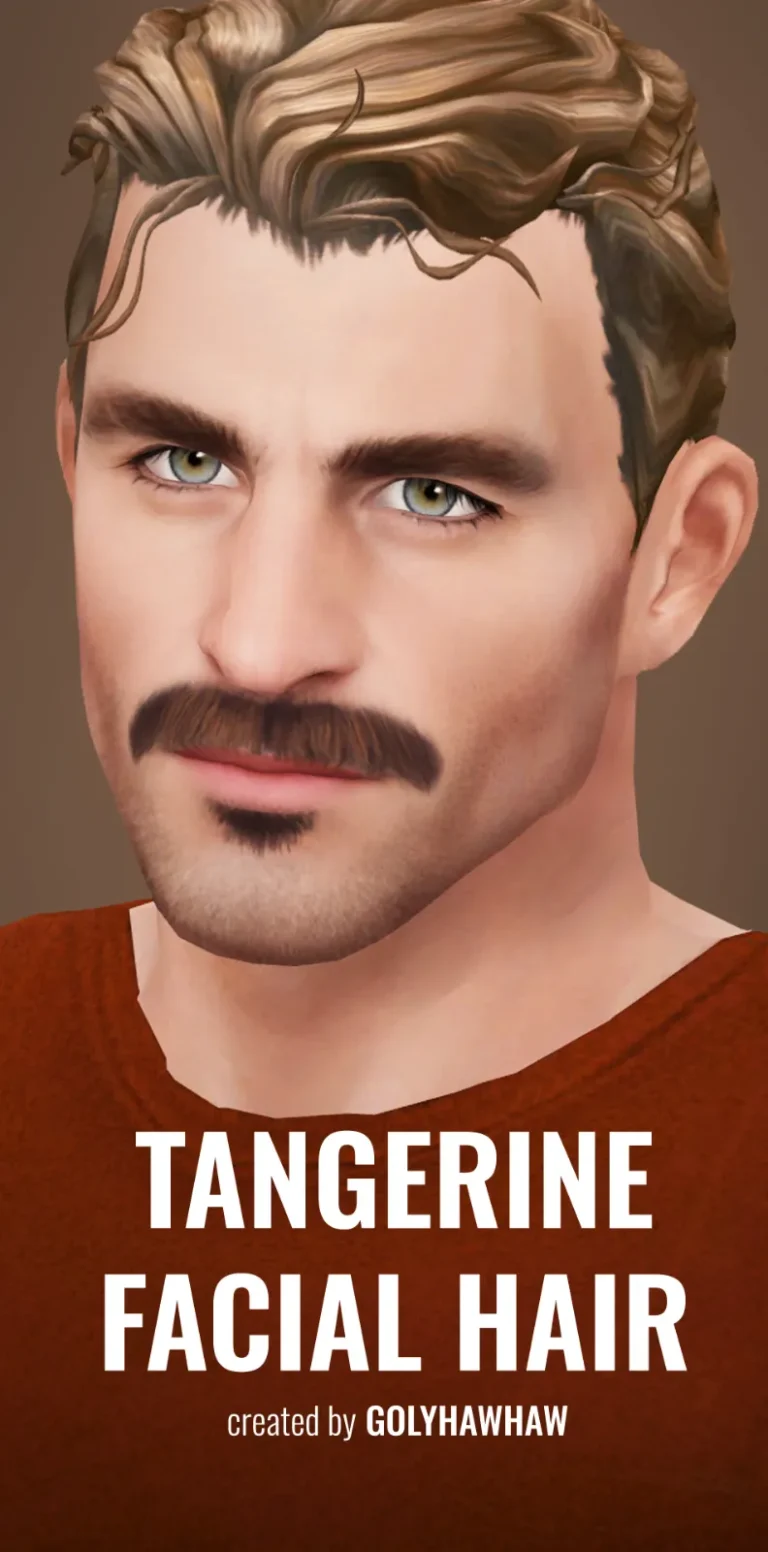 Vista previa de Cabello TANGERINE FACIAL, cabello de golyhawhaw para Los Sims 4.