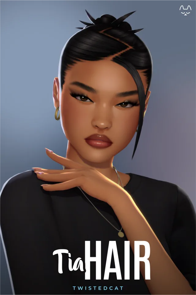 Vista previa de Cabello Tia, cabello de twisted-cat para Los Sims 4.
