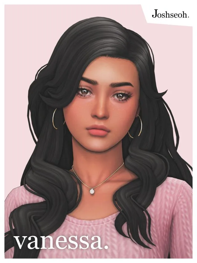 Vista previa de Cabello Vanessa, cabello de joshseoh para Los Sims 4.
