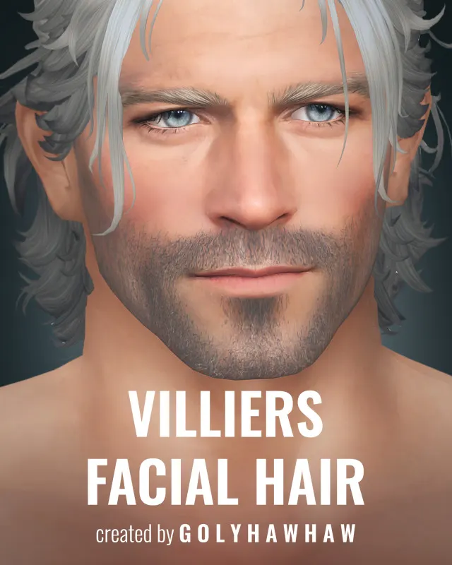 Vista previa de Cabello Villiers Facial, cabello de golyhawhaw para Los Sims 4.