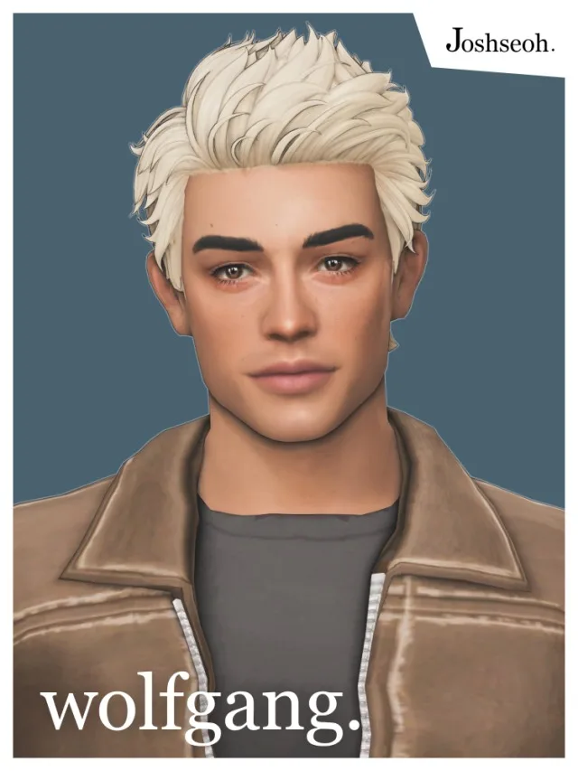 Vista previa de Cabello Wolfgang, cabello de joshseoh para Los Sims 4.