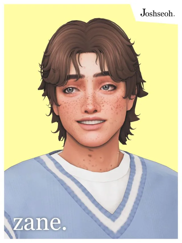 Vista previa de Cabello Zane, cabello de joshseoh para Los Sims 4.