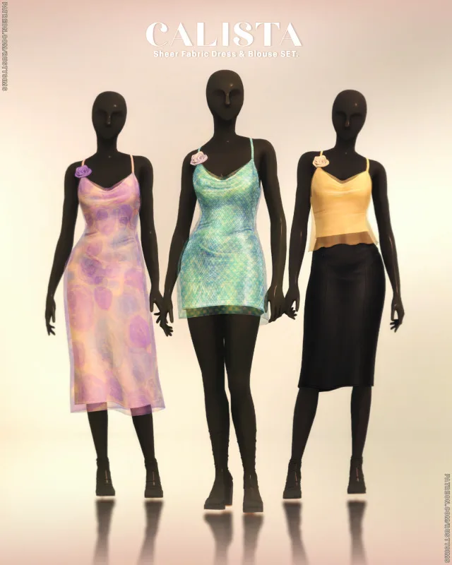 Vista previa de Calista Set, ropa de rustys-cc para Los Sims 4.