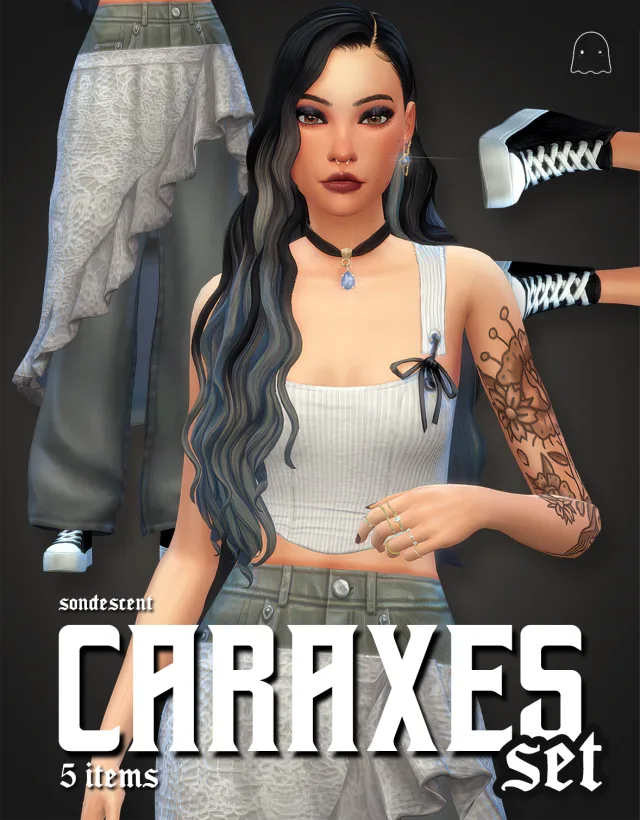 Vista previa de CARAXES SET, crear un sim de sondescent para Los Sims 4.