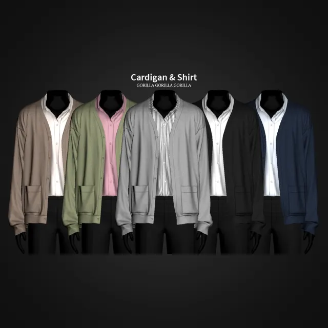 Vista previa de Cardigan & Shirt III, ropa de gorillax3-cc para Los Sims 4.