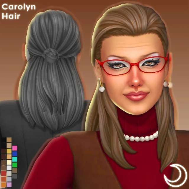 Vista previa de CAROLYN cabello BY IMVIKAI, cabello de imvikai para Los Sims 4.