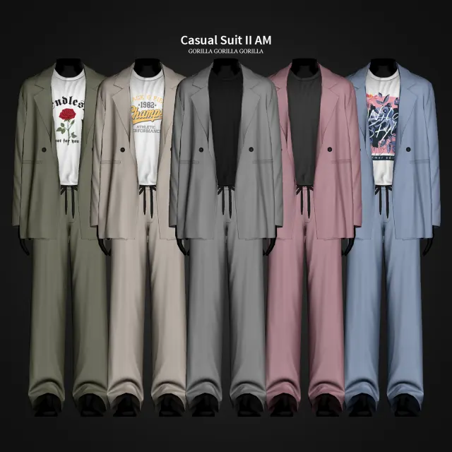 Vista previa de Casual Suit II AM, crear un sim de gorillax3-cc para Los Sims 4.