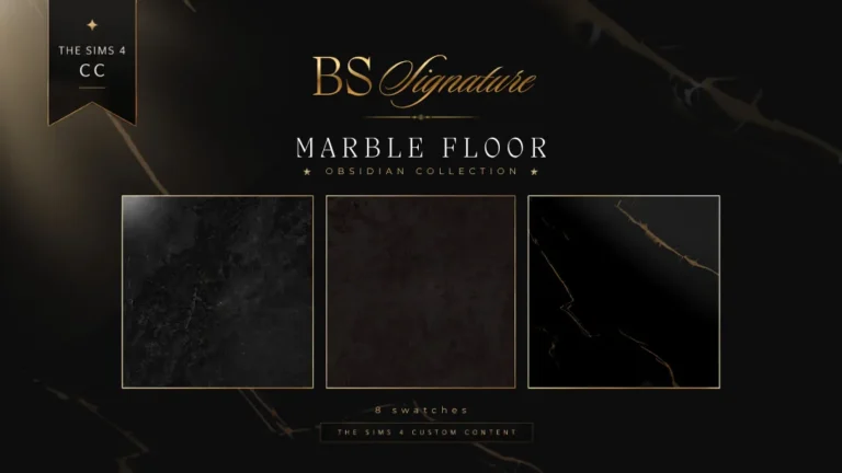 Vista previa de Cc drop obsidian colección marble floor, construir y comprar de bs-signature para Los Sims 4.