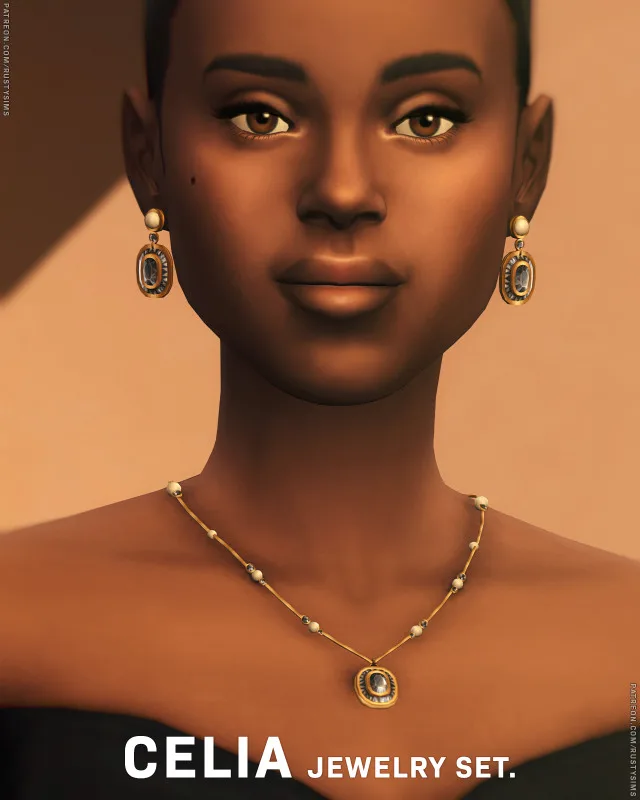 Vista previa de Celia jewelry set details 16 color, accesorios de rustys-cc para Los Sims 4.