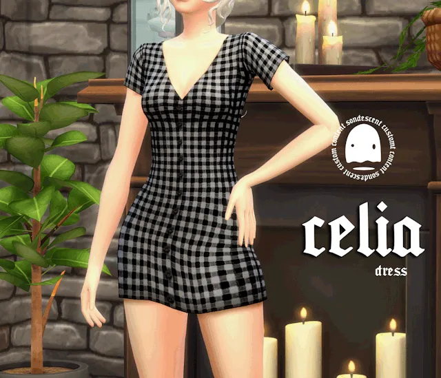 Vista previa de Celia vestido, ropa de sondescent para Los Sims 4.
