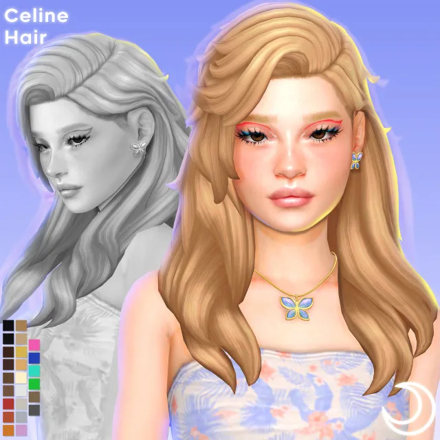 Vista previa de CELINE cabello BY IMVIKAI, cabello de imvikai para Los Sims 4.