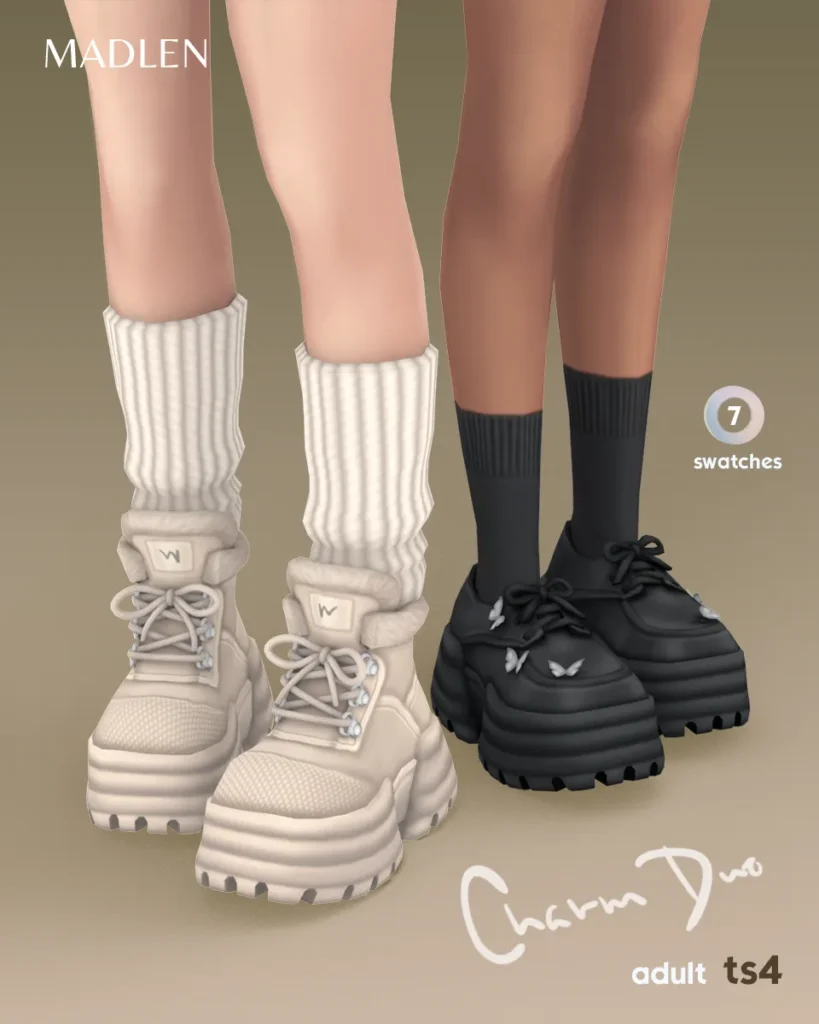 Vista previa de Charm duo pack double the charm double the, zapatos de madlensims para Los Sims 4.