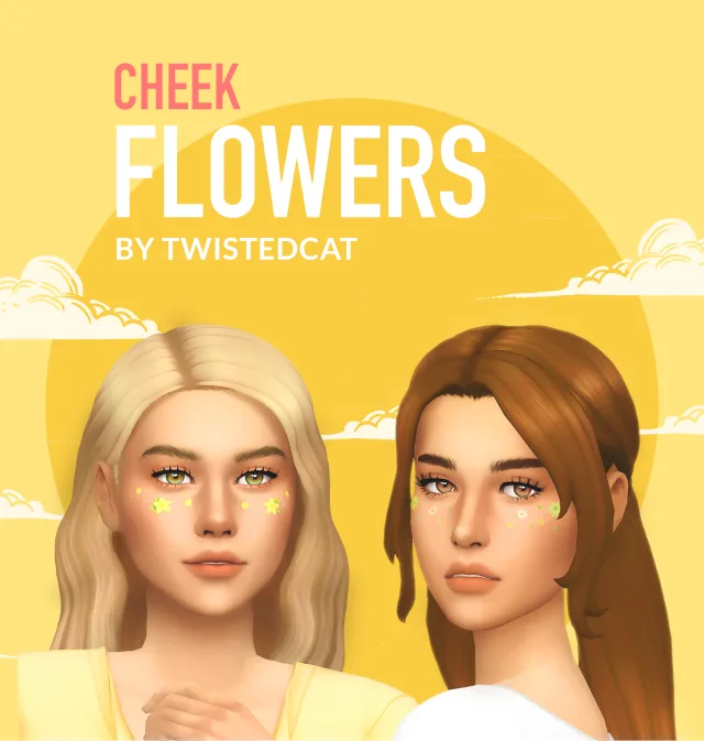 Vista previa de Cheek flowers, maquillaje de twisted-cat para Los Sims 4.