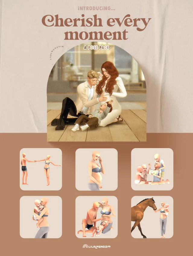 Vista previa de Cherish every moment — 𝒑𝒐𝒔𝒆 𝒑𝒂𝒄𝒌, poses de lilalmondsim para Los Sims 4.