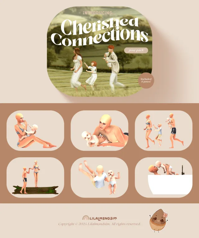 Vista previa de Cherished Connections — 𝒑𝒐𝒔𝒆 𝒑𝒂𝒄𝒌 𝒘𝒊𝒕𝒉 𝒊𝒏𝒇𝒂𝒏𝒕𝒔!, poses de lilalmondsim para Los Sims 4.