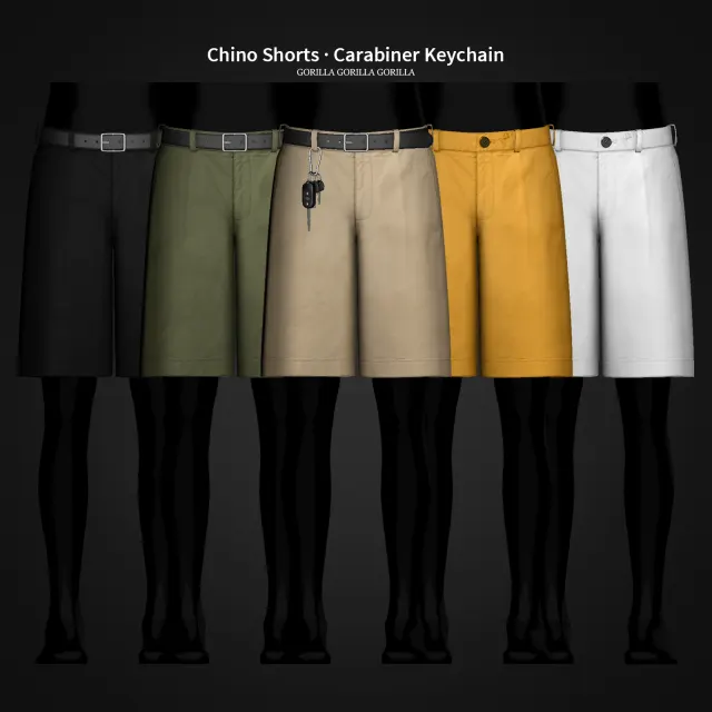 Vista previa de Chino Shorts · Carabiner Keychain, ropa de gorillax3-cc para Los Sims 4.