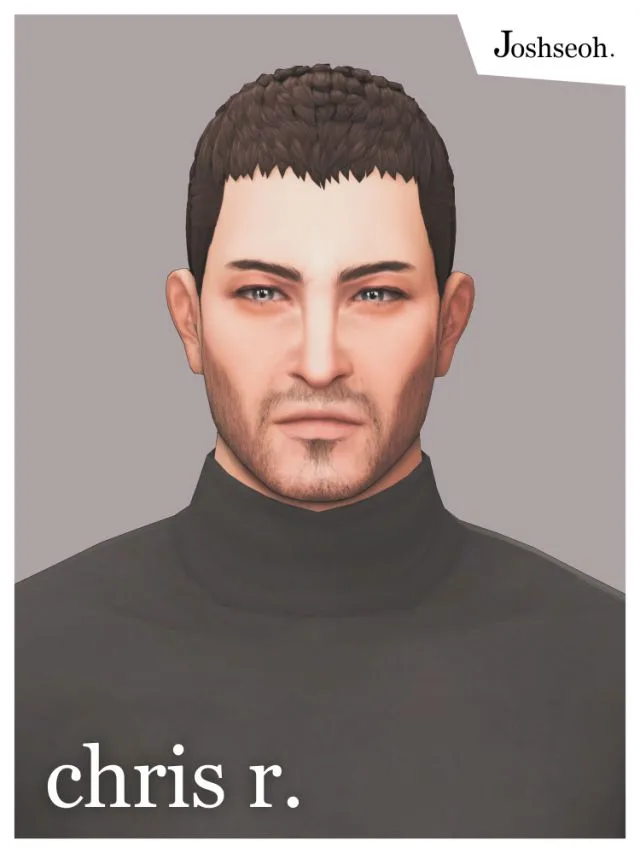 Vista previa de Chris Redfield cabello (cabello Commissions), cabello de joshseoh para Los Sims 4.