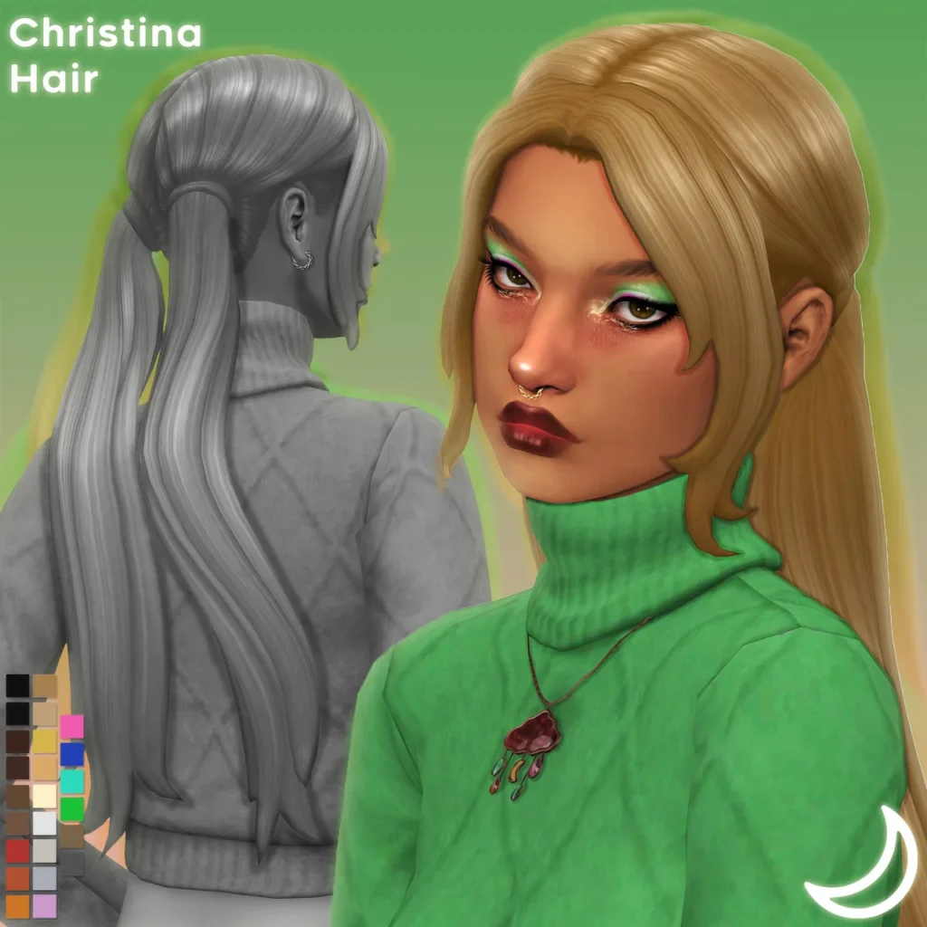 Vista previa de CHRISTINA cabello BY IMVIKAI, cabello de imvikai para Los Sims 4.
