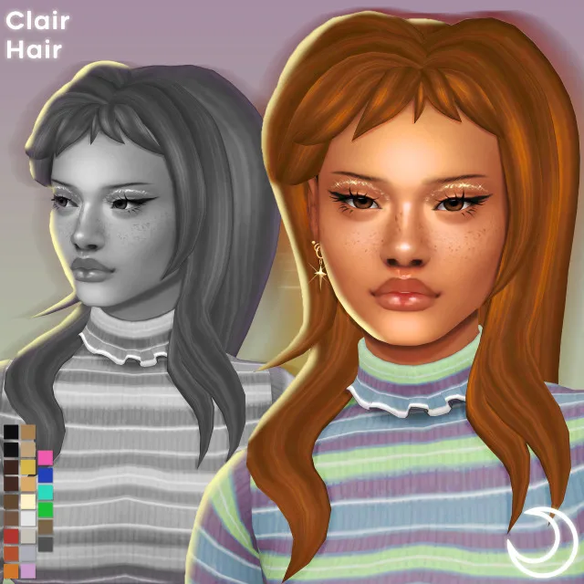 Vista previa de CLAIR cabello BY IMVIKAI, cabello de imvikai para Los Sims 4.