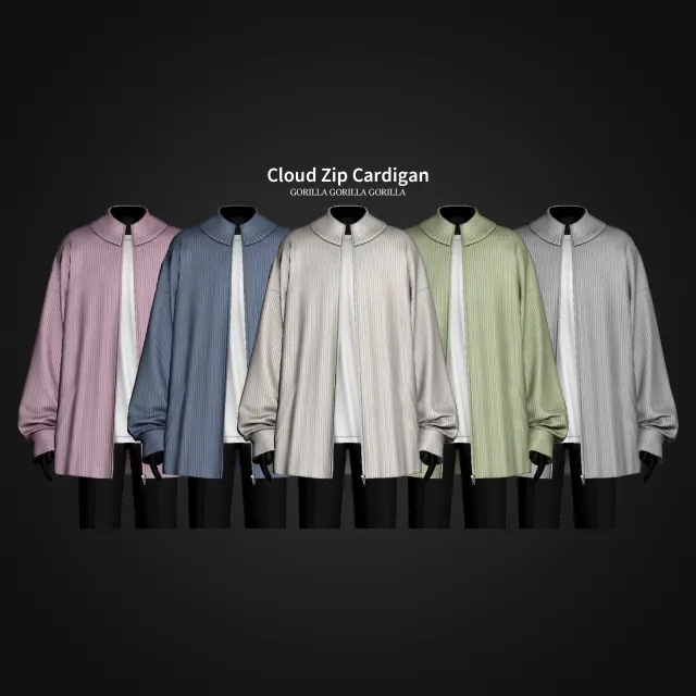 Vista previa de Cloud Zip Cardigan, ropa de gorillax3-cc para Los Sims 4.