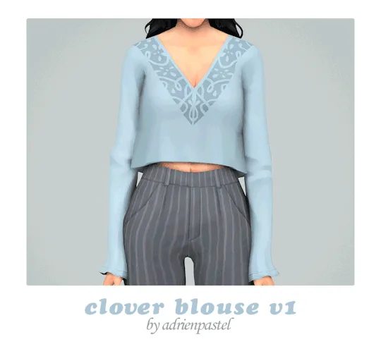 Vista previa de Clover Blouse (Updated), contenido personalizado de its-adrienpastel para Los Sims 4.