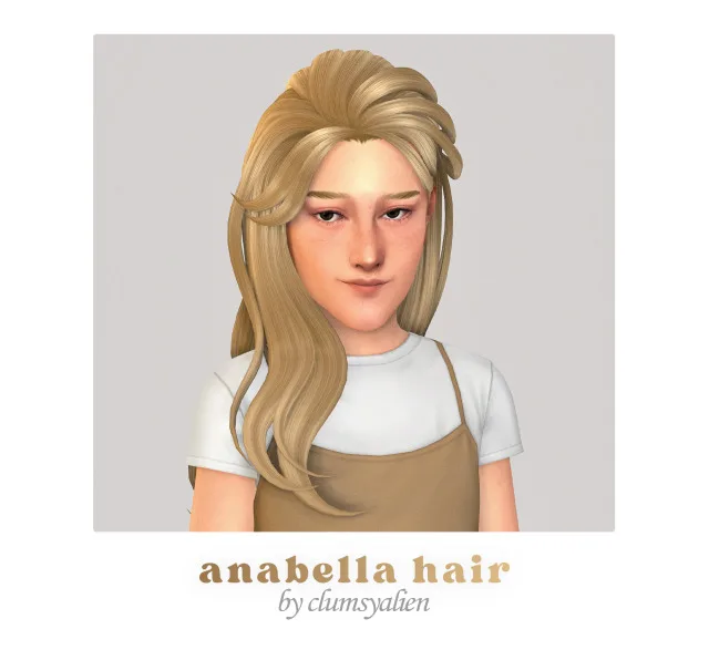 Vista previa de Clumsyalien Anabella, Gabrielle & Elinora cabello (Kids conversiones), cabello de its-adrienpastel para Los Sims 4.