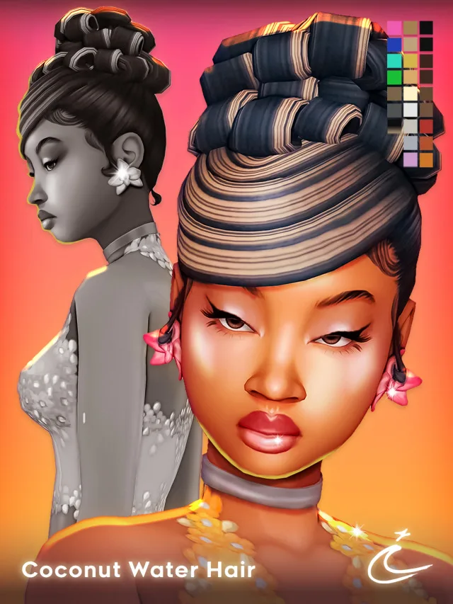 Vista previa de COCONUT WATER cabello BY IMVIKAI, cabello de imvikai para Los Sims 4.