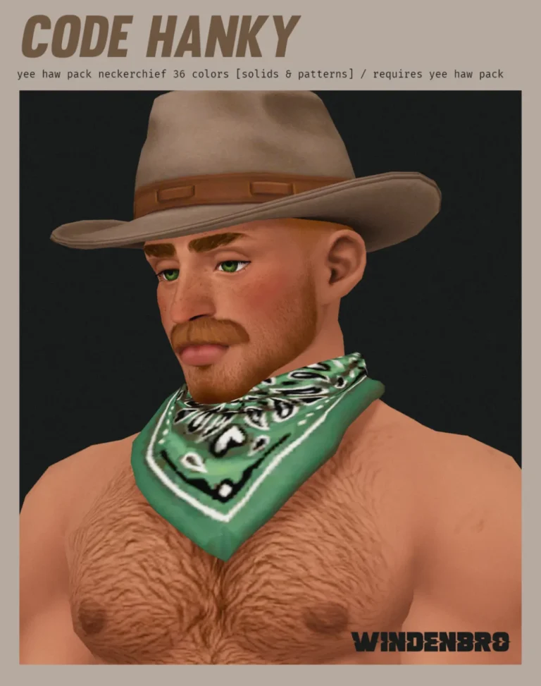 CODE HANKY: pañuelo para el cuello recoloreado de Windenbro para Los Sims 4