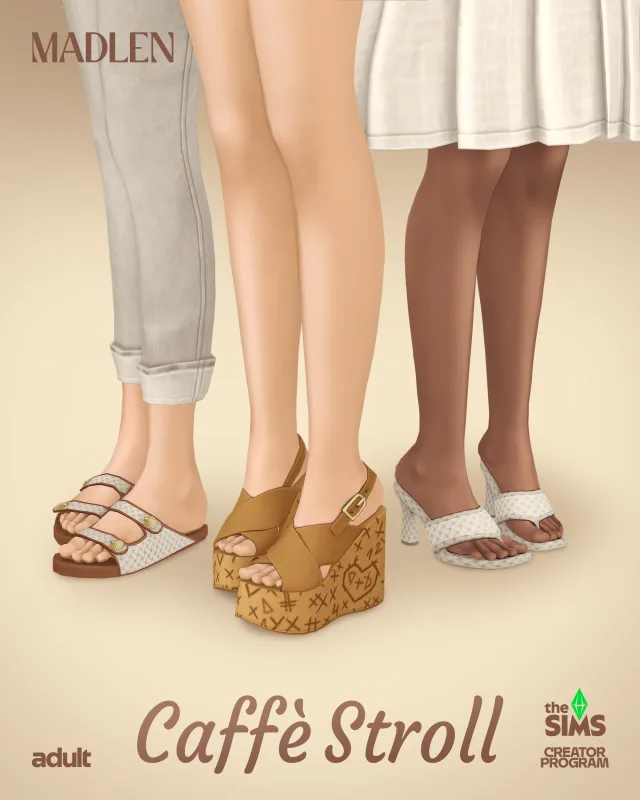 Vista previa de Coffee stroll set sipping chatting strolling, zapatos de madlensims para Los Sims 4.