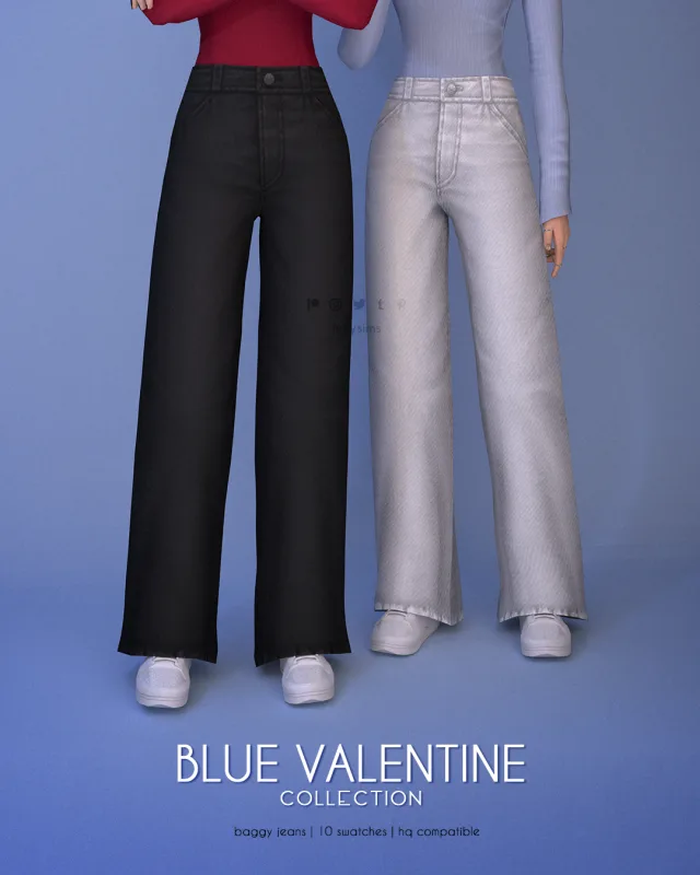Vista previa de Colección Baggy Jeans - Blue Valentine, ropa de luxysims para Los Sims 4.