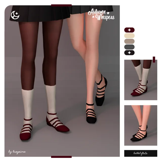 Vista previa de Colección Ballet Flats - Autumn Whispers, crear un sim de luxysims para Los Sims 4.