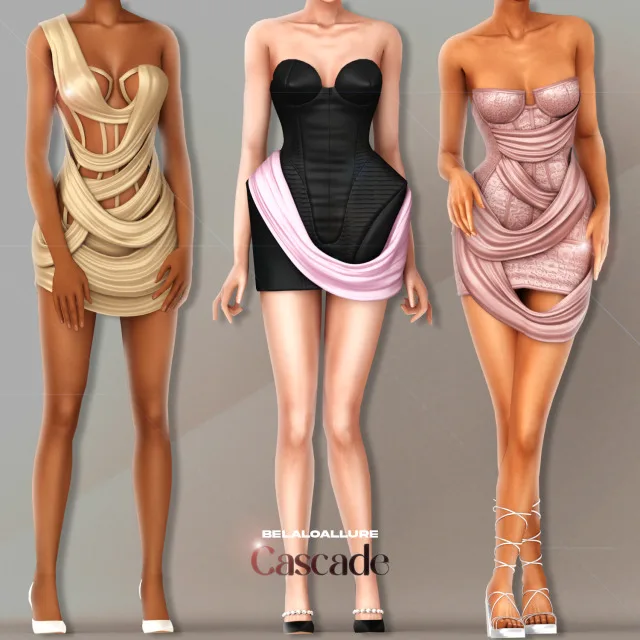 Vista previa de Colección Belaloallure_Cascade cc, crear un sim de belaloallure3 para Los Sims 4.