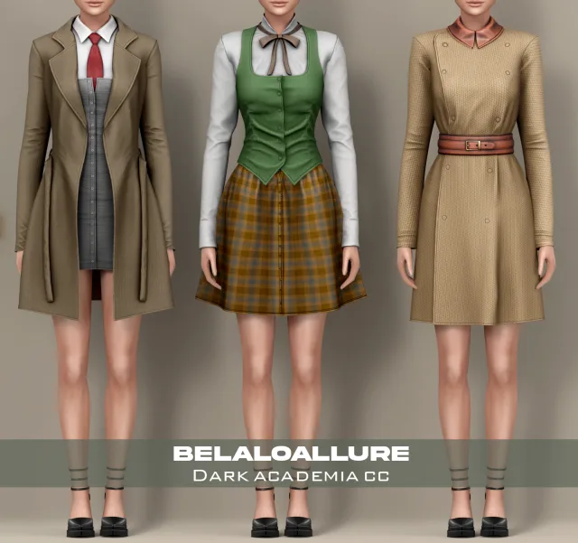 Vista previa de Colección Belaloallure_Dark academia cc, crear un sim de belaloallure3 para Los Sims 4.