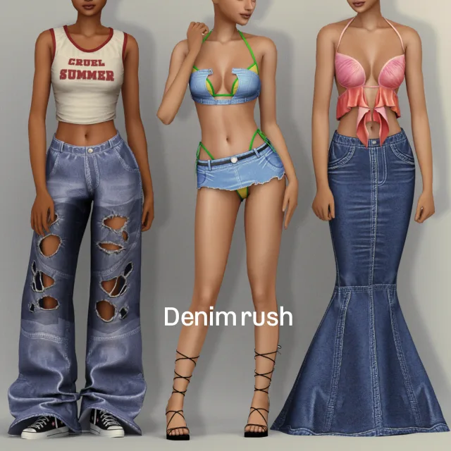 Vista previa de Colección Belaloallure_Denim Rush CC, crear un sim de belaloallure3 para Los Sims 4.