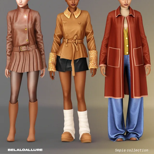 Vista previa de Colección Belaloallure_Sepia cc, crear un sim de belaloallure3 para Los Sims 4.