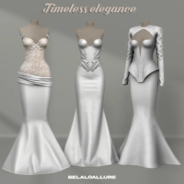 Vista previa de Colección Belaloallure_Timeless elegance wedding dress cc, ropa de belaloallure3 para Los Sims 4.