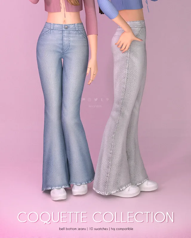 Vista previa de Colección Bell Bottom Jeans - Coquette, ropa de luxysims para Los Sims 4.
