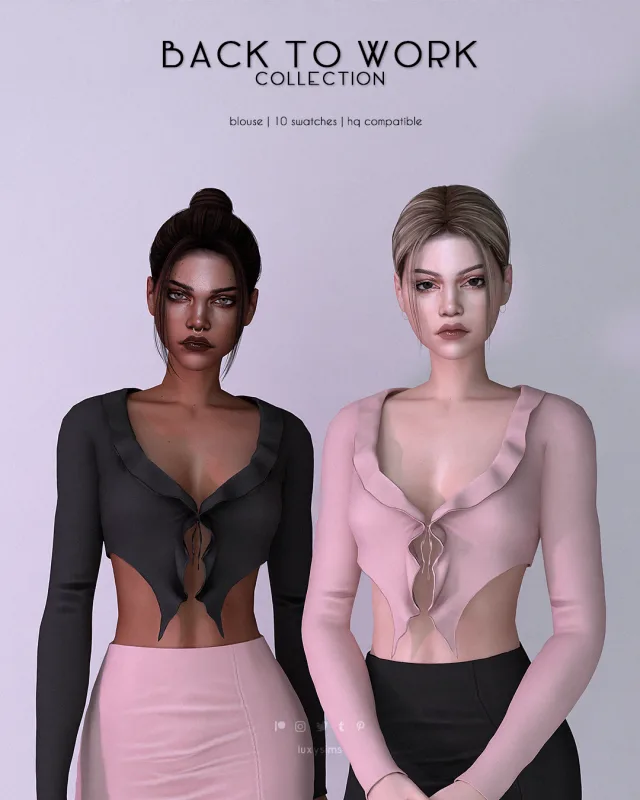 Vista previa de Colección Blouse - Back to Work, crear un sim de luxysims para Los Sims 4.