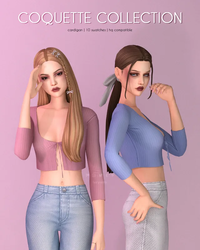 Vista previa de Colección Cardigan - Coquette, ropa de luxysims para Los Sims 4.