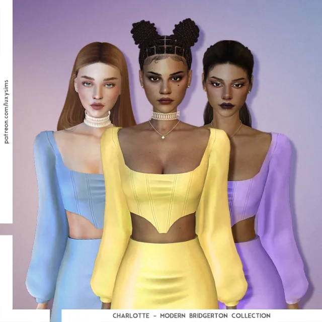 Vista previa de Colección Charlotte - Modern Bridgerton, crear un sim de luxysims para Los Sims 4.